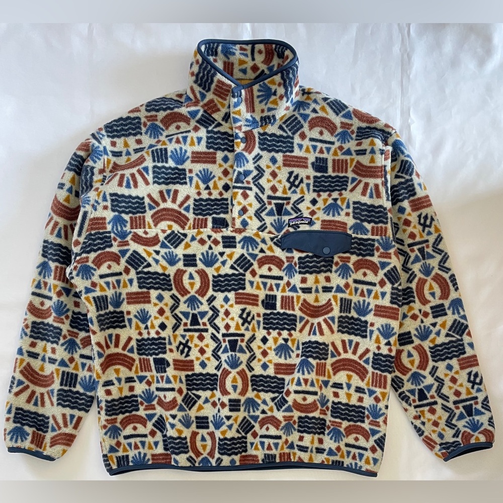 Patagonia Synchilla Snap-T Pullover Men's XL Protected Peaks Multi Big Oatmeal - Picture 9 of 12